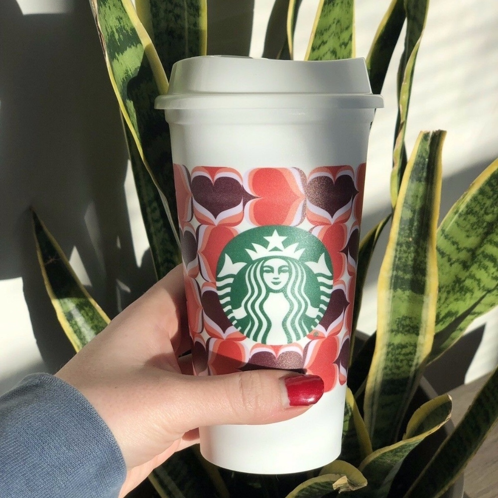 Starbucks Reusable 16 OZ Cup Valentines Day Hearts